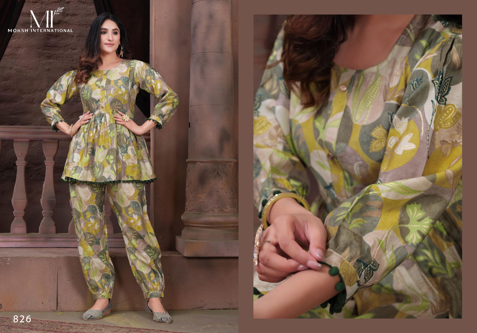 Moksh Co Ord Moon Premium Chanderi Kurti Bottom Catalog
